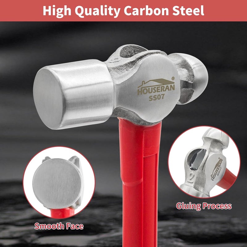 HOUSERAN 3 Piece Hammer Set, 14" Camping Axe, Ball Peen Hammer 1.1kg, 20oz Rubber Mallet, Ball Pin Hammers, Large Hammer, Suitable for Camping, Woodworking, Mechanical Repair - Image 4